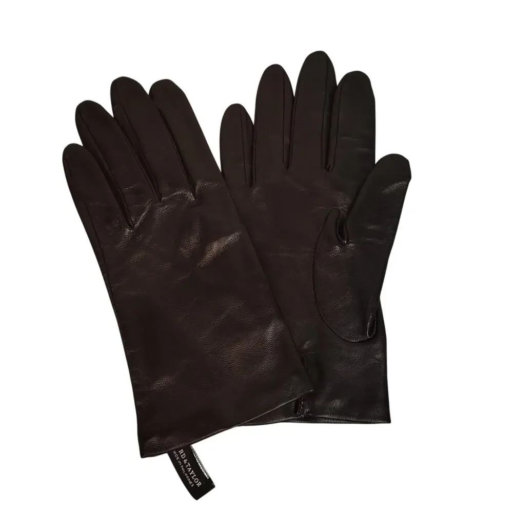 Lord & Taylor Womens Genuine Black Leather Gloves Sz 7.5 Silk Lined NWOT